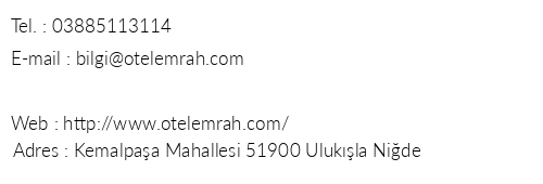 Emrah Otel telefon numaralar, faks, e-mail, posta adresi ve iletiim bilgileri